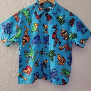 Sand Dollar Frog Print Surf Shirt Size Small